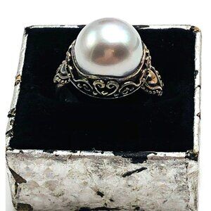 Suarti BA Bali Indonesian Black Pearl Sterling Silver Ring Size 6